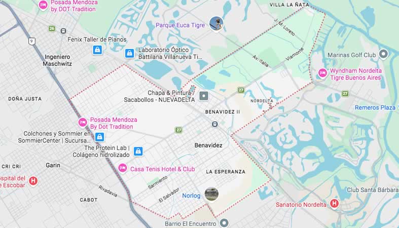 Mapa de calles de Benavidez - Partido Tigre