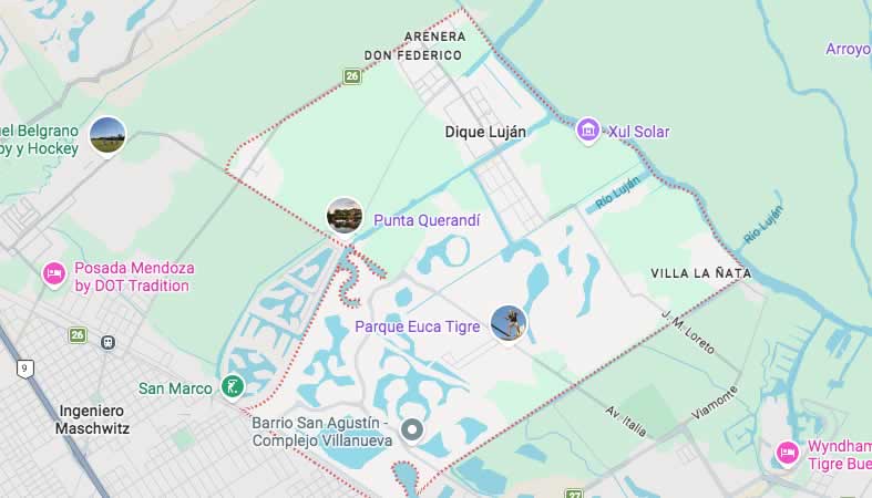 Mapa de calles de Dique Luján - Partido Tigre