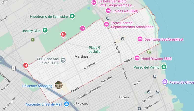 Mapa de calles de Martinez - Partido San Isidro
