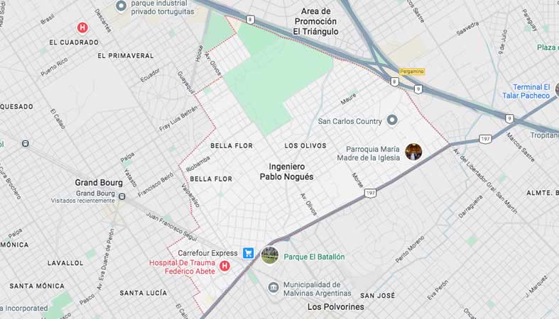 Mapa de calles de Pablo Nogués - partido Malvinas Argentinas