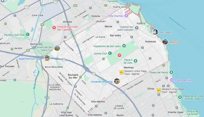 Mapa de calles del partido San Isidro