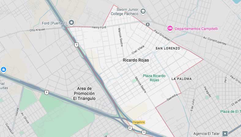 Mapa de calles de Ricardo Rojas - Partido Tigre