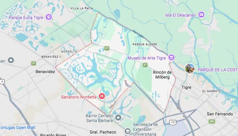 Mapa de calles de Rincón de Milberg - Partido Tigre