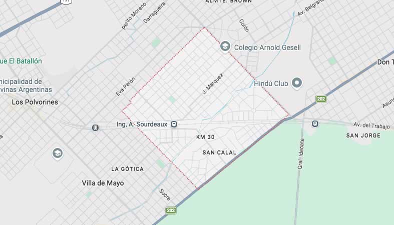 Mapa de calles de Sourdeaux - partido Malvinas Argentinas