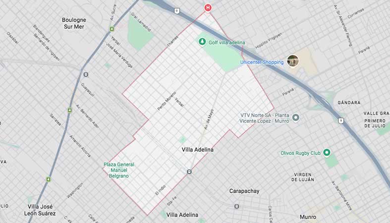 Mapa de calles de Villa Adelina - Partido San Isidro