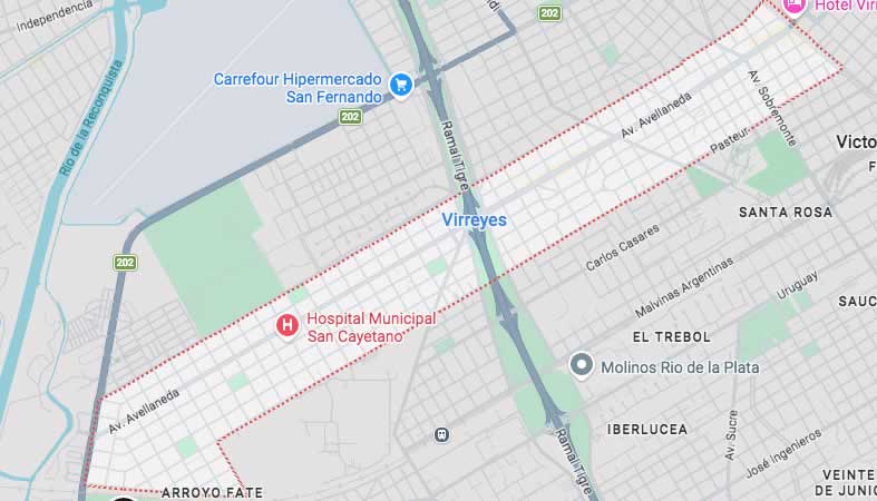 Mapa de calles de Virreyes - Partido San Fernando