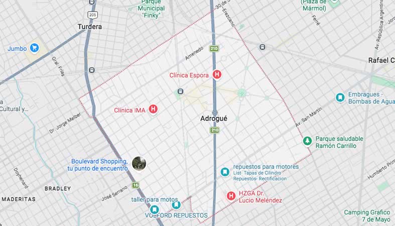 Mapa de calles de la localidad de Adrogué, Almirante Brown