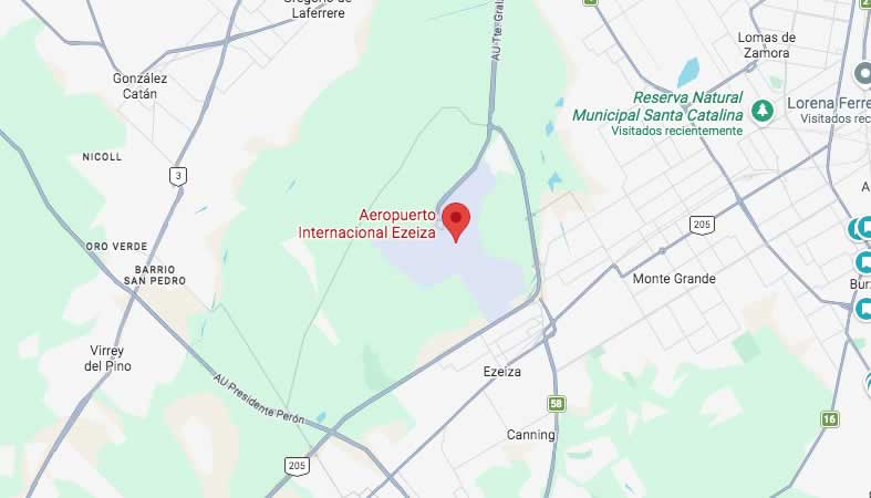 Mapa de calles del Aeropuerto Internacional Ezeiza - Partido Ezeiza