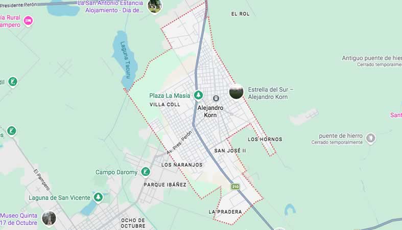 Mapa de calles de Alejandro Korn - San Vicente