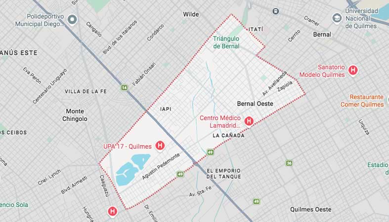 Mapa de calles del partido Quilmes