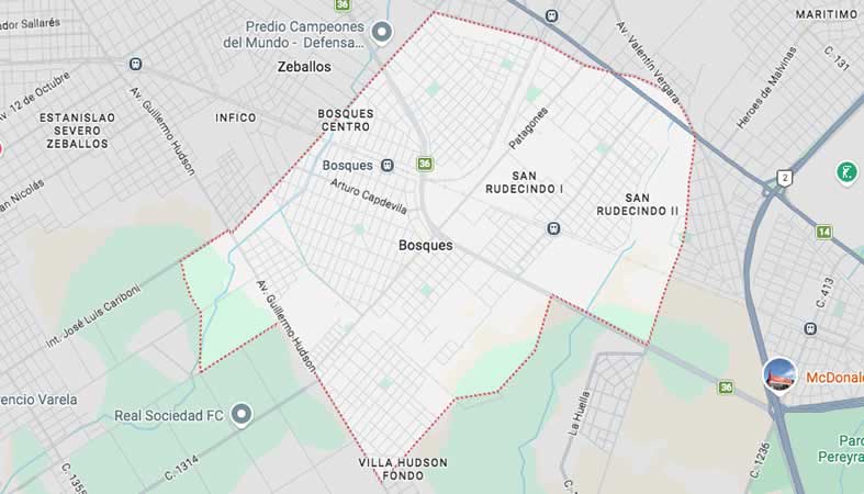 Mapa de calles de Bosques - partido Florencio Varela