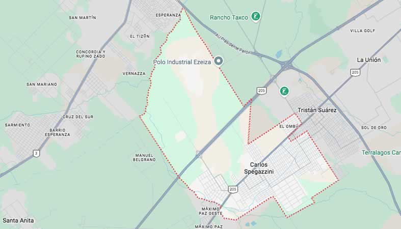 Mapa de calles de Carlos Spegazzini - Partido Ezeiza