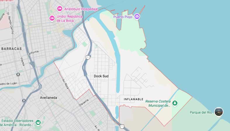 Mapa de calles de Dock Sud - Avellaneda