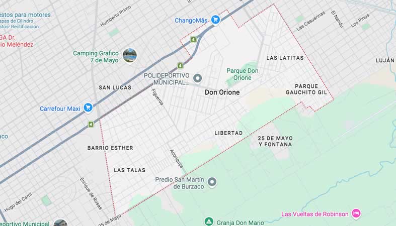 Mapa de calles de Don Orione - Partido Almirante Brown