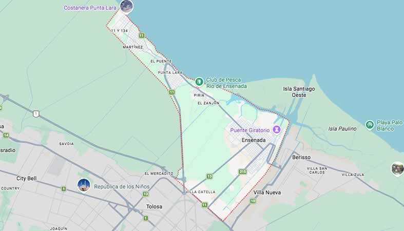 Mapa de calles de Ensenada - partido Ensenada