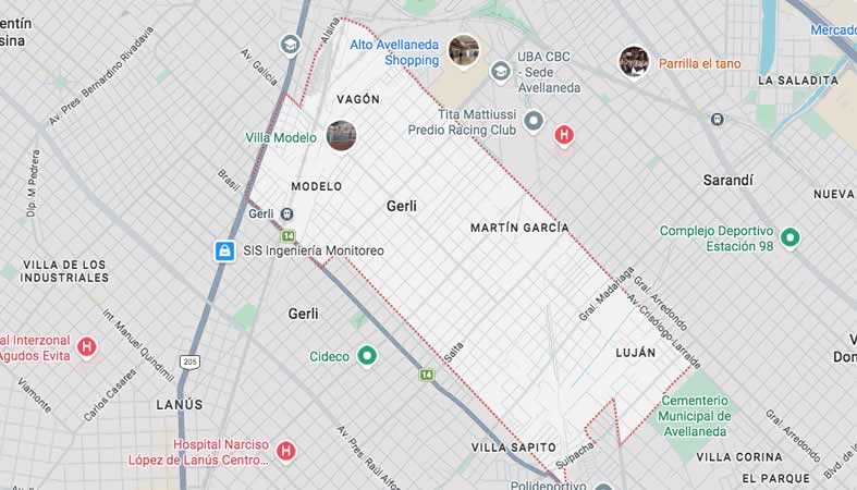 Mapa de calles de Gerli - Avellaneda