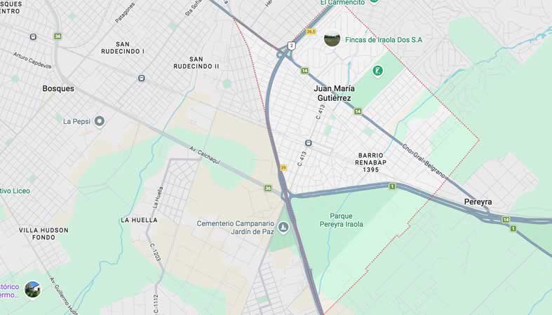 Mapa de calles de Juan María Gutiérrez - partido Berazategui