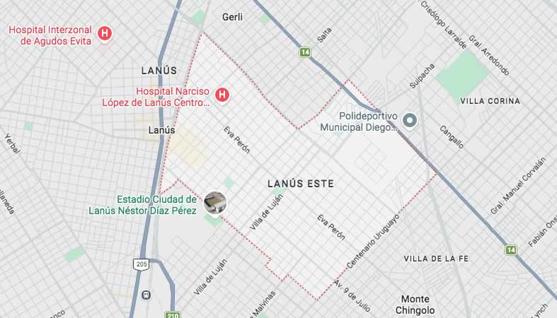 Mapa de calles de Lanús Este - Partido Lanús