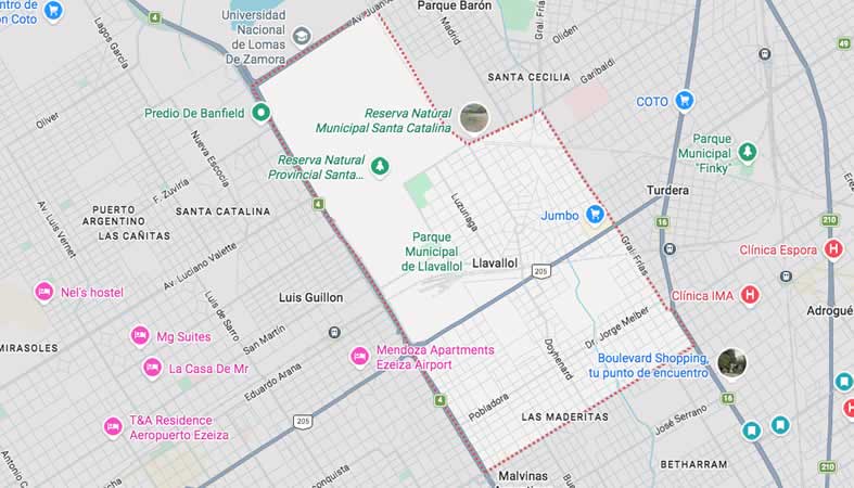 Mapa de calles de Llavallol - Lomas de Zamora