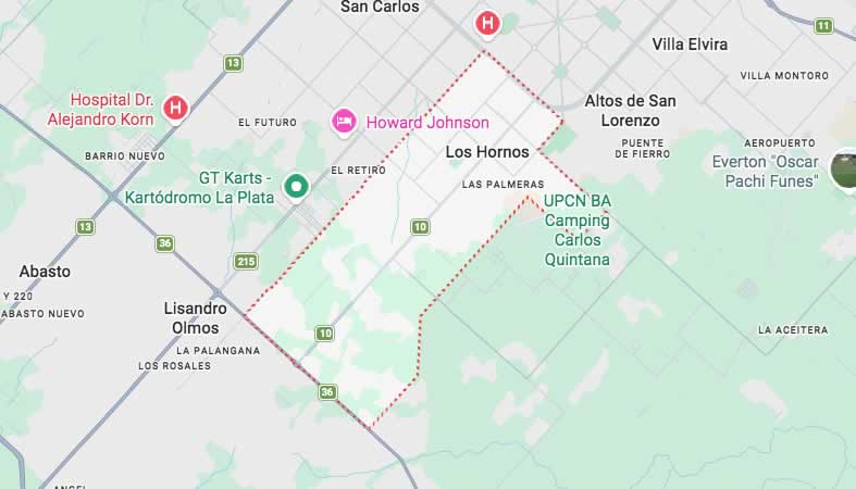 Mapa de calles de Los Hornos - La Plata