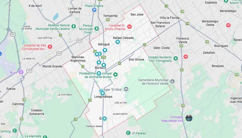Mapa de calles del partido Almirante Brown