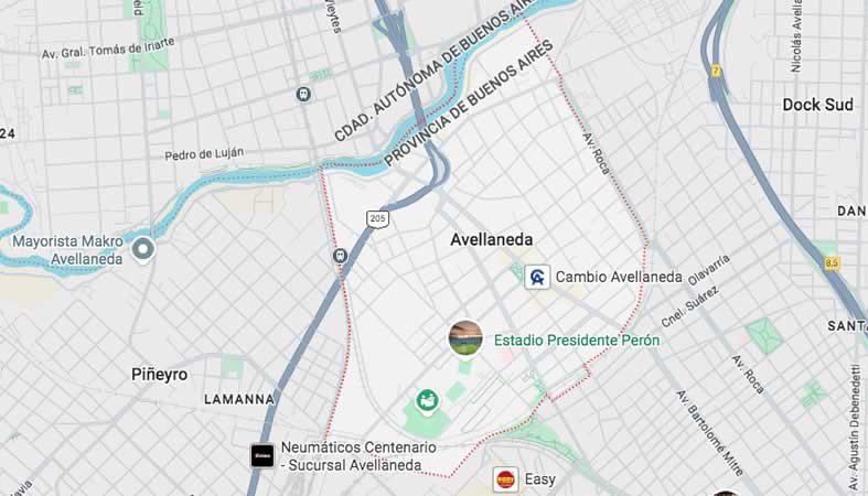 Mapa de calles del partido Avellaneda