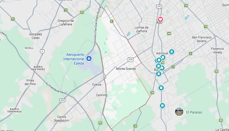 Mapa de calles del partido Esteban Echeverría