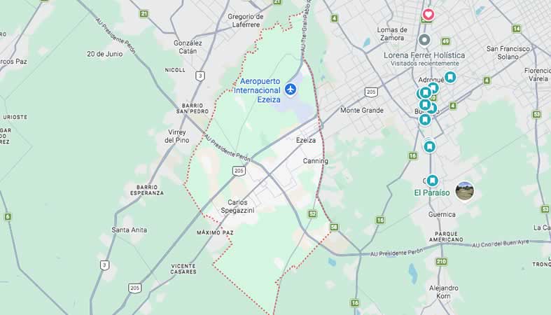 Mapa de calles del partido Ezeiza