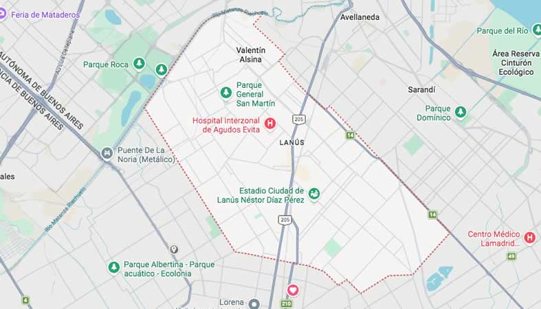 Mapa de calles del partido Lanús