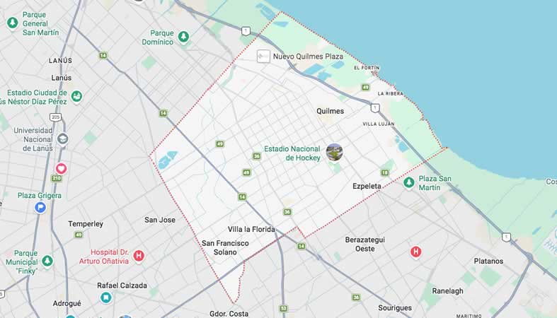 Mapa de calles del partido Quilmes