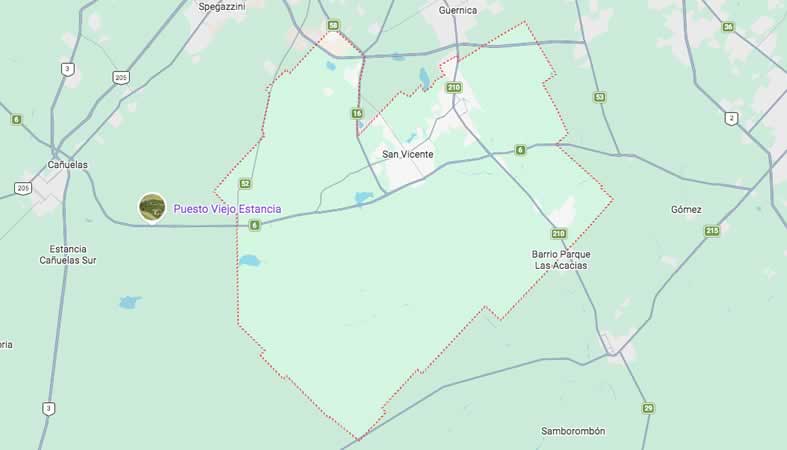 Mapa de calles del partido San Vicente