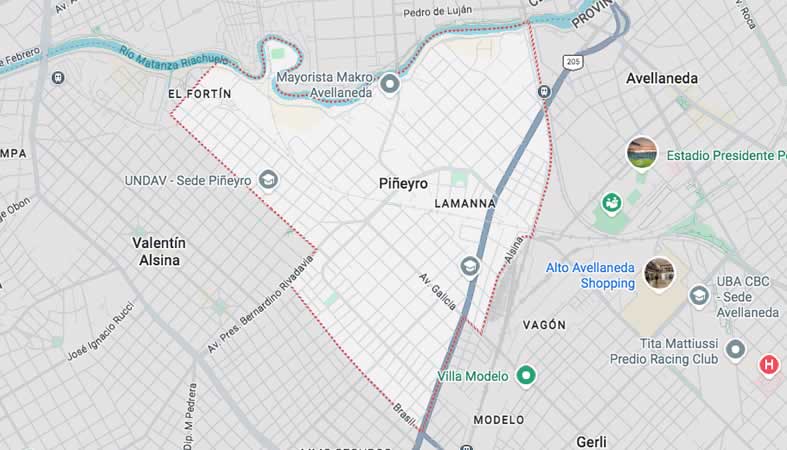 Mapa de calles de Piñeyro - Avellaneda