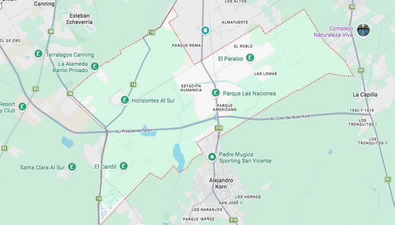 Mapa de calles del partido Presidente Perón