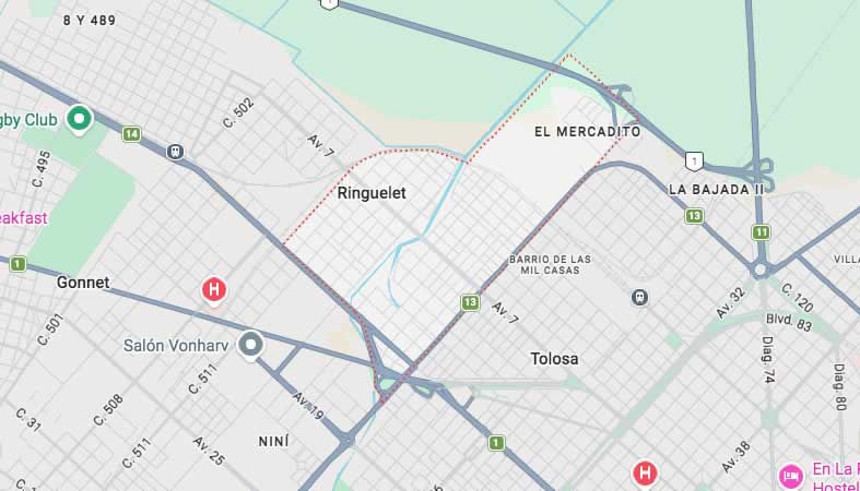 Mapa de calles de Ringuelet - La Plata