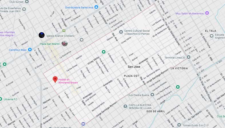 Mapa de calles de la localidad de San José, Lomas de Zamora