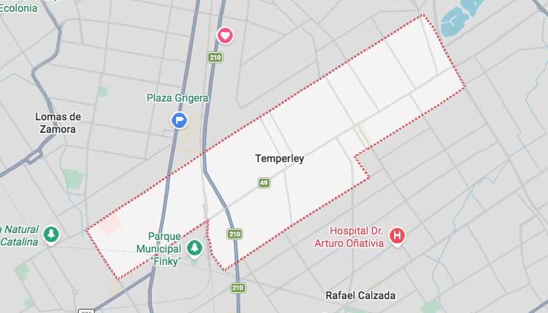 Mapa de calles de Temperley - Lomas de Zamora