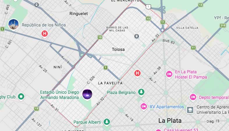 Mapa de calles de Tolosa - La Plata