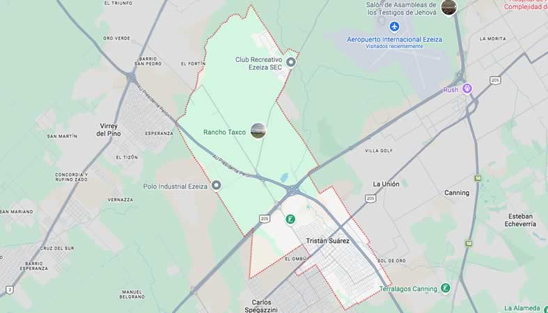Mapa de calles de Tristán Suárez - Partido Ezeiza