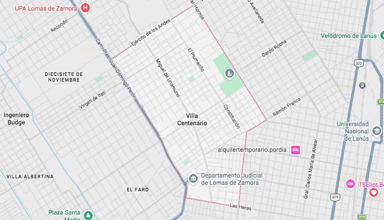 Mapa de calles de Villa Centenario - Lomas de Zamora