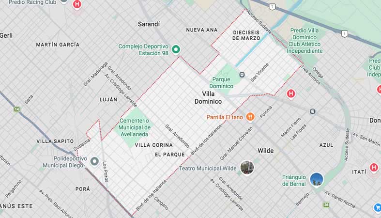 Mapa de calles de Villa Domínico - Avellaneda