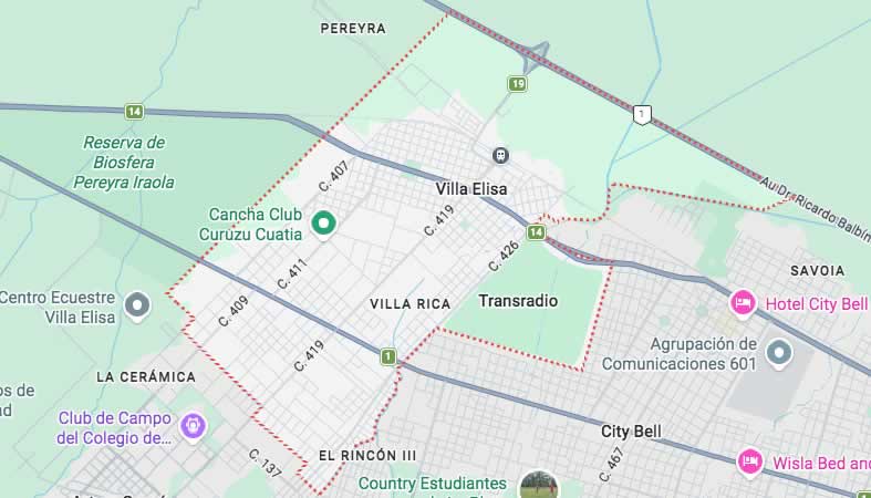 Mapa de calles de Villa Elisa - La Plata