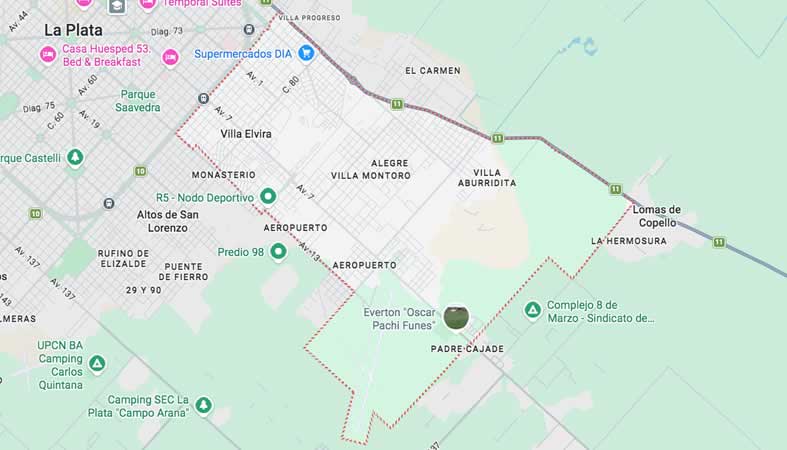 Mapa de calles de Villa Elvira - La Plata