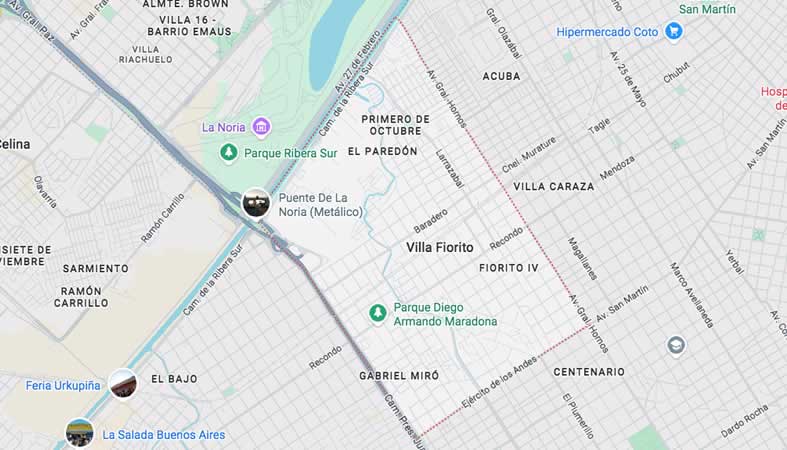 Mapa de calles de Villa Fiorito - Lomas de Zamora
