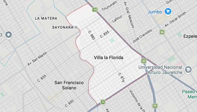 Mapa de calles de Villa La Florida - Partido Quilmes