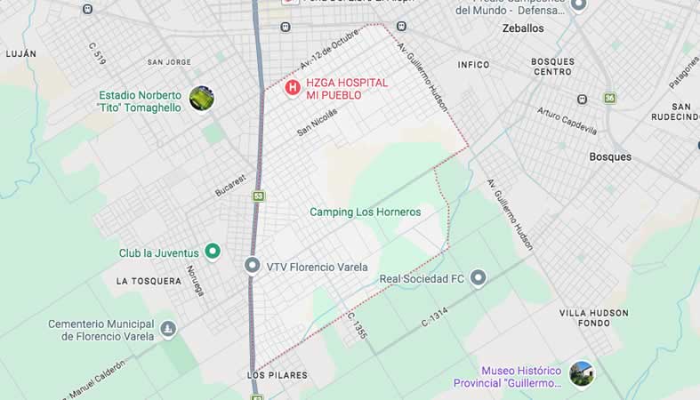 Mapa de calles de Villa Vatteone - partido Florencio Varela