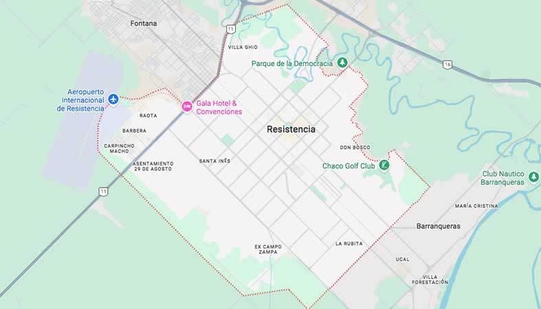 Mapa de calles de la capital Resistencia - provincia Chaco - Argentina