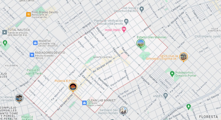 Mapa del barrio de Monte Castro