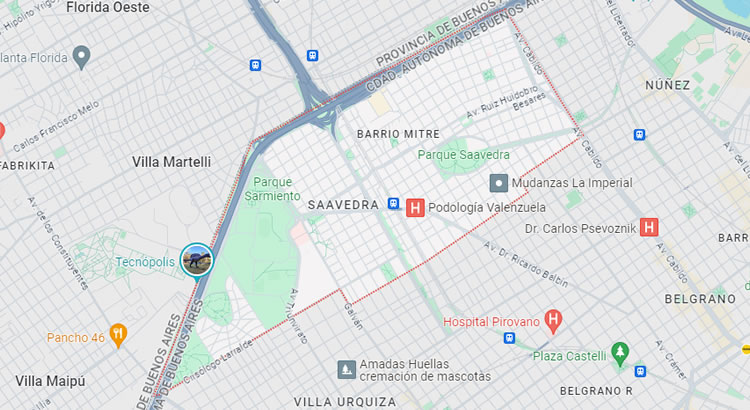 Mapa del barrio Saavedra