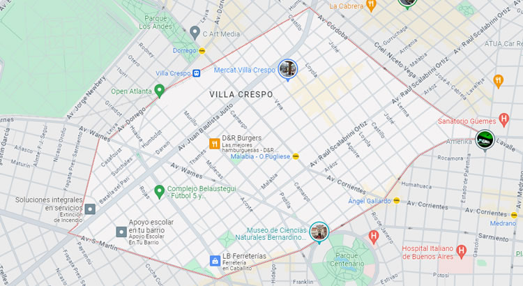 Mapa del barrio Villa Crespo