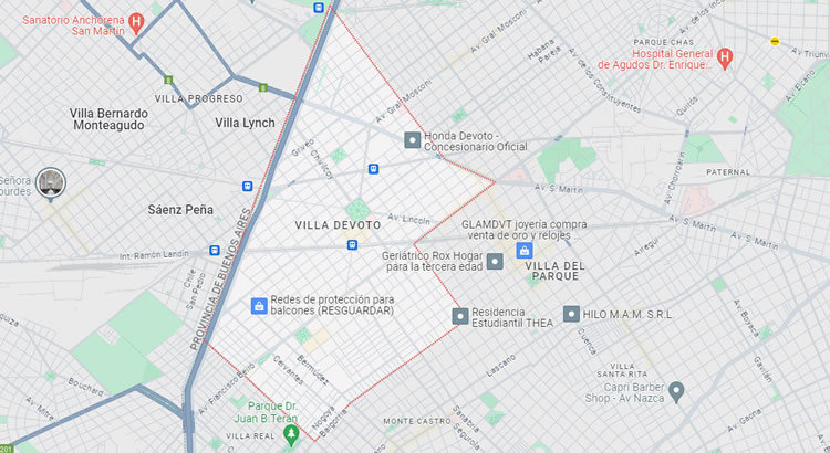 Mapa del barrio Villa Devoto